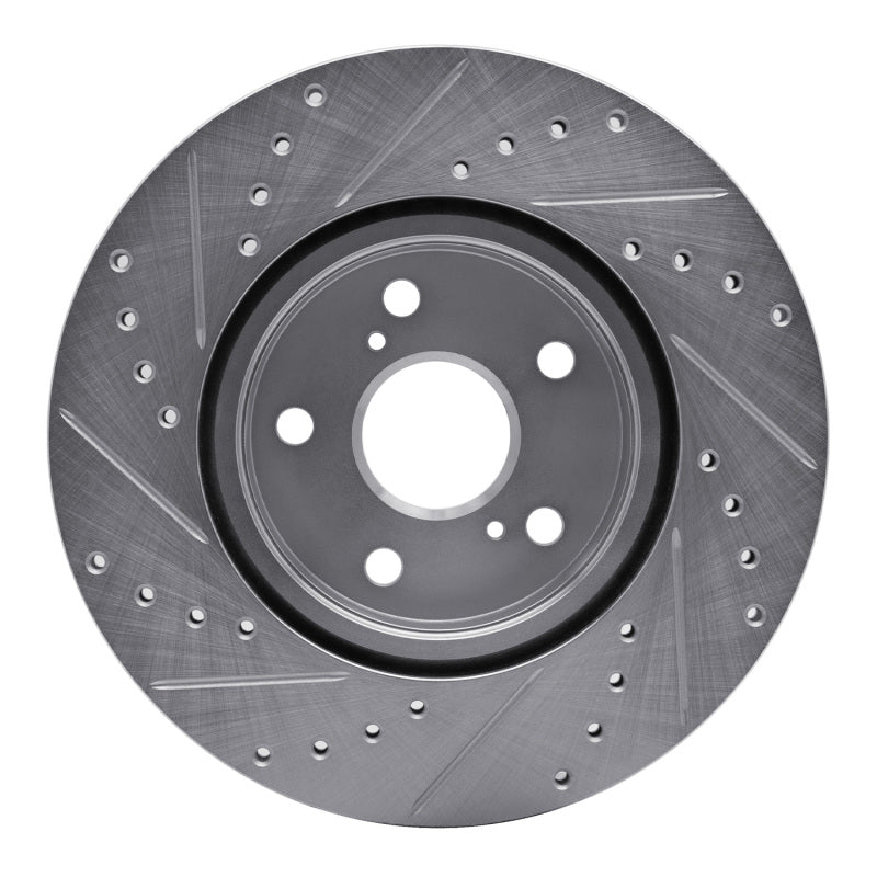 R1 86-92 Toyota Supra Front Right Drilled & Slotted Silver Brake Rotor-Brake Rotors - Slot & Drilled-Grocery Getter Performance
