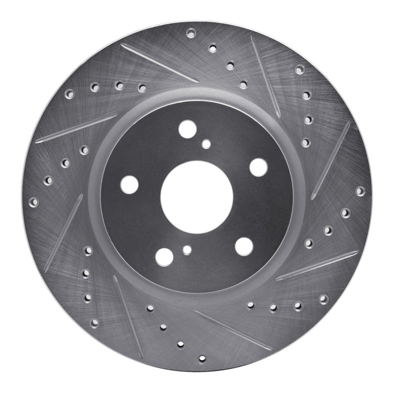 R1 86-92 Toyota Supra Front Right Drilled & Slotted Silver Brake Rotor-Brake Rotors - Slot & Drilled-Grocery Getter Performance