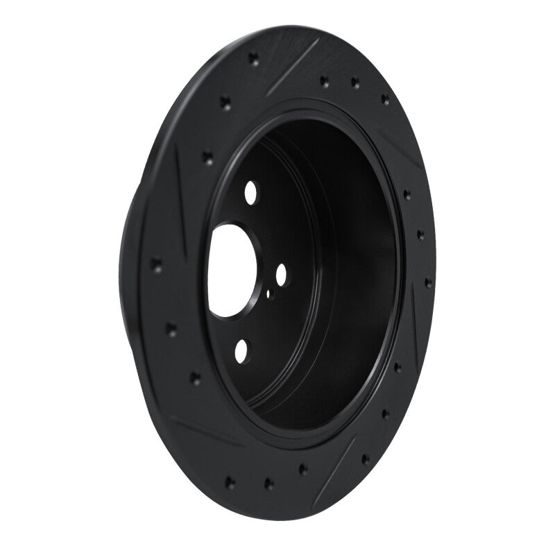 R1 86-93 Lexus ES250 Rear Right Drilled & Slotted Black Brake Rotor-Brake Rotors - Slot & Drilled-Grocery Getter Performance