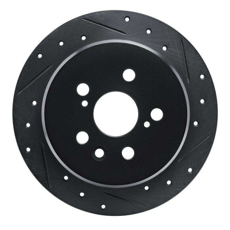 R1 86-93 Lexus ES250 Rear Right Drilled & Slotted Black Brake Rotor-Brake Rotors - Slot & Drilled-Grocery Getter Performance