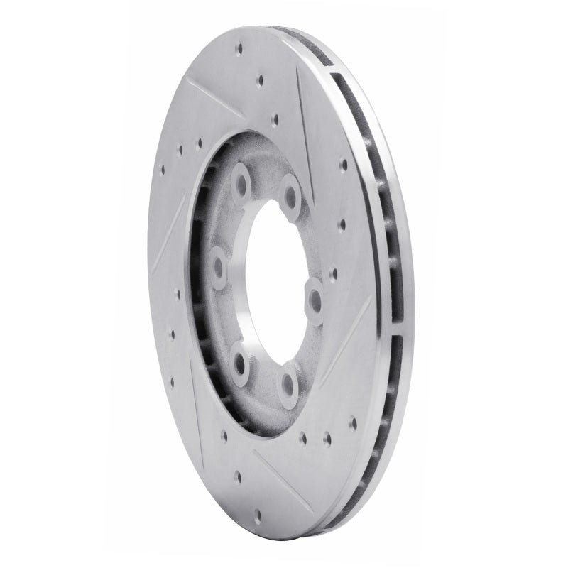 R1 86-93 Mazda B2200 Front Left Drilled & Slotted Silver Brake Rotor-Brake Rotors - Slot & Drilled-Grocery Getter Performance