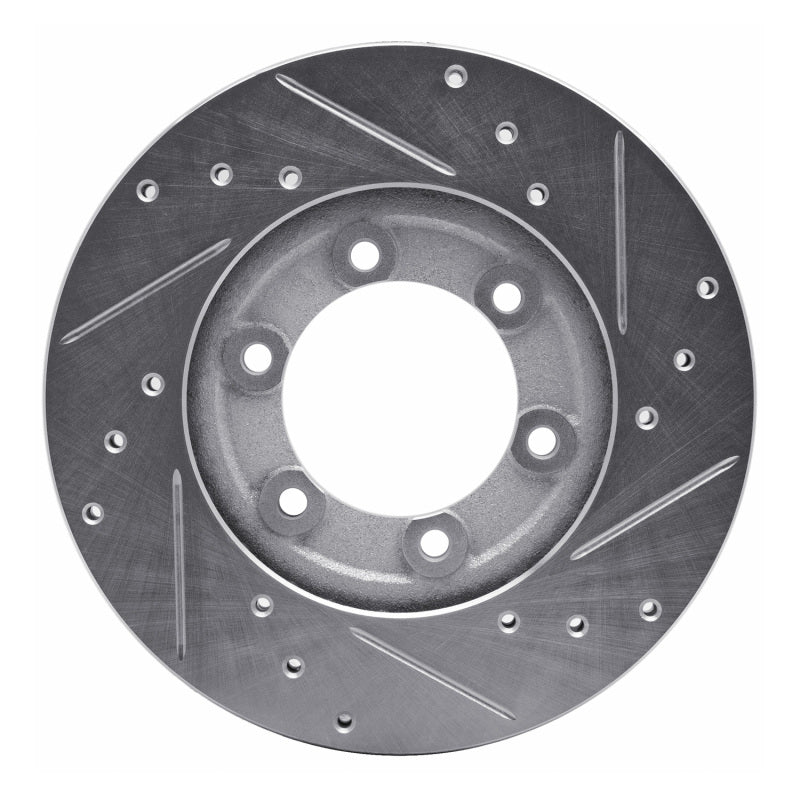 R1 86-93 Mazda B2200 Front Left Drilled & Slotted Silver Brake Rotor-Brake Rotors - Slot & Drilled-Grocery Getter Performance