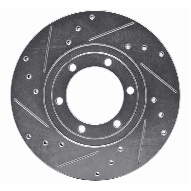 R1 86-93 Mazda B2200 Front Left Drilled & Slotted Silver Brake Rotor-Brake Rotors - Slot & Drilled-Grocery Getter Performance