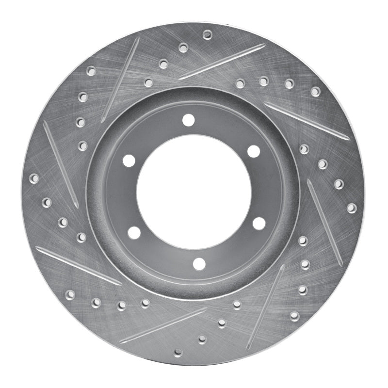 R1 86-95 Toyota Pickup Front Right Drilled & Slotted Silver Brake Rotor-Brake Rotors - Slot & Drilled-Grocery Getter Performance