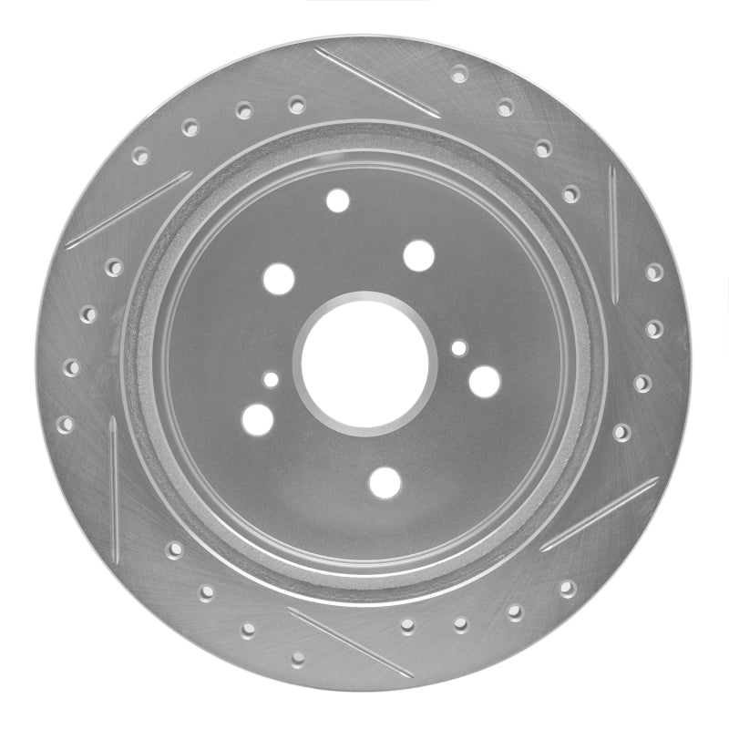R1 86-97 Toyota Previa Rear Left Drilled & Slotted Silver Brake Rotor-Brake Rotors - Slot & Drilled-Grocery Getter Performance