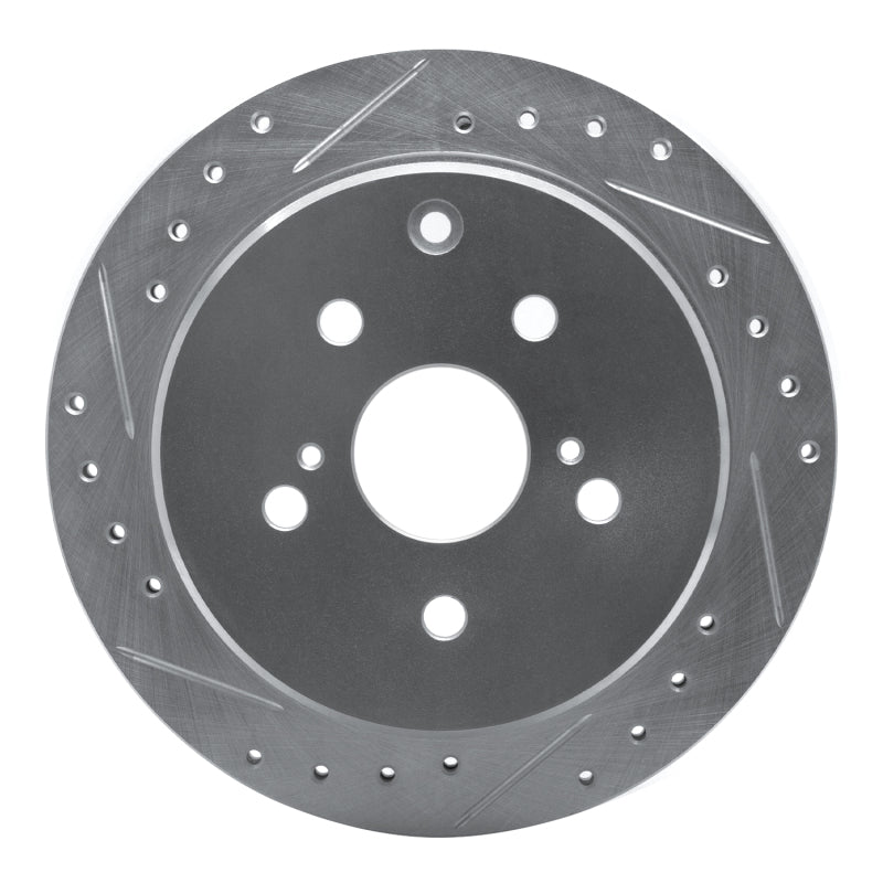 R1 86-97 Toyota Previa Rear Left Drilled & Slotted Silver Brake Rotor-Brake Rotors - Slot & Drilled-Grocery Getter Performance