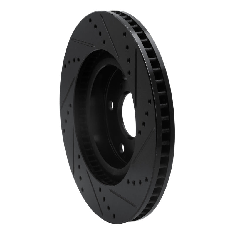 R1 86-97 Toyota Supra Rear Left Drilled & Slotted Black Brake Rotor-Brake Rotors - Slot & Drilled-Grocery Getter Performance