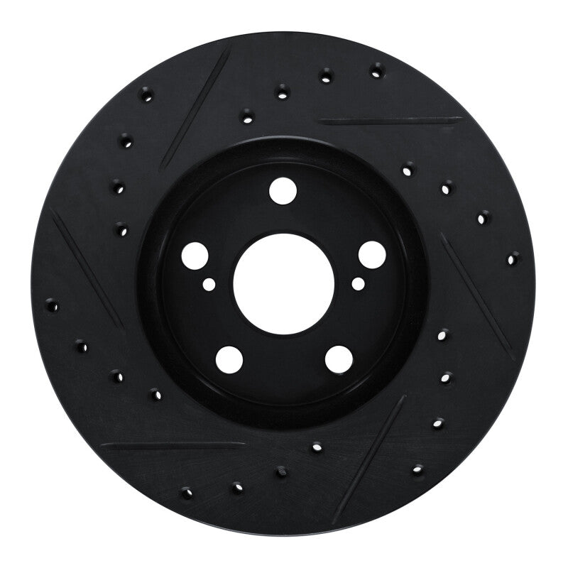 R1 87-87 Toyota Camry Front Right Drilled & Slotted Black Brake Rotor-Brake Rotors - Slot & Drilled-Grocery Getter Performance