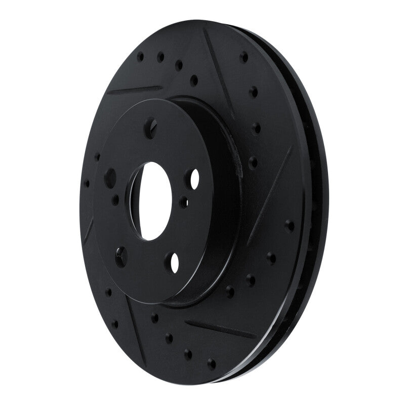 R1 87-87 Toyota Camry Front Right Drilled & Slotted Black Brake Rotor-Brake Rotors - Slot & Drilled-Grocery Getter Performance