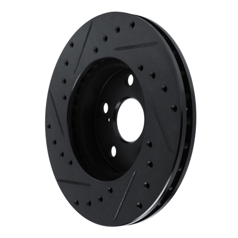 R1 87-87 Toyota Camry Front Right Drilled & Slotted Black Brake Rotor-Brake Rotors - Slot & Drilled-Grocery Getter Performance