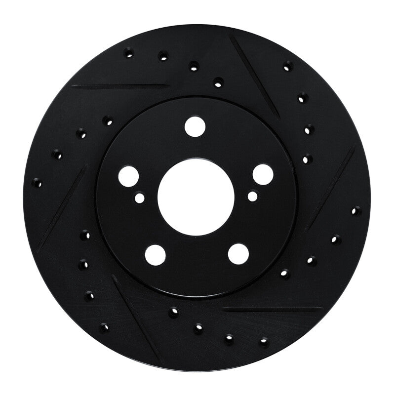 R1 87-87 Toyota Camry Front Right Drilled & Slotted Black Brake Rotor-Brake Rotors - Slot & Drilled-Grocery Getter Performance