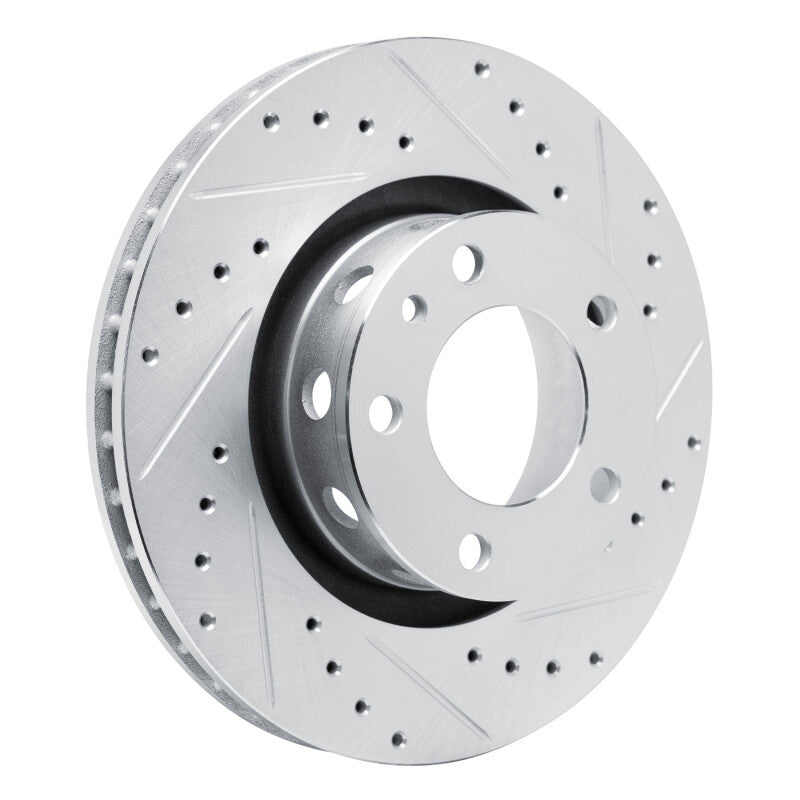 R1 87-88 BMW M5 Front Right Drilled & Slotted Silver Brake Rotor-Brake Rotors - Slot & Drilled-Grocery Getter Performance
