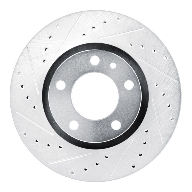 R1 87-88 BMW M6 Front Left Drilled & Slotted Silver Brake Rotor-Brake Rotors - Slot & Drilled-Grocery Getter Performance