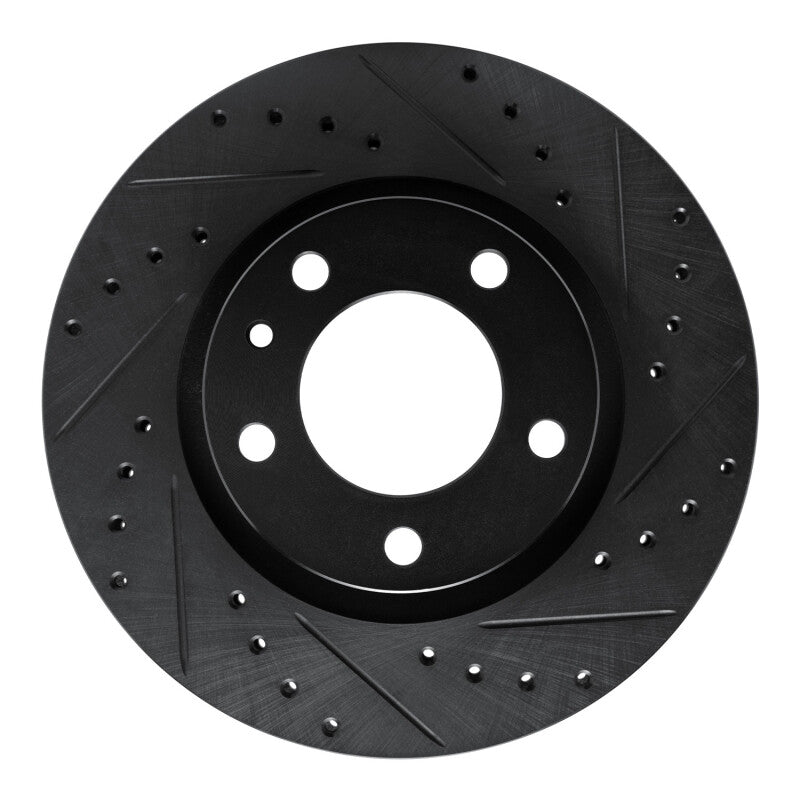 R1 87-88 BMW M6 Front Right Drilled & Slotted Black Brake Rotor-Brake Rotors - Slot & Drilled-Grocery Getter Performance