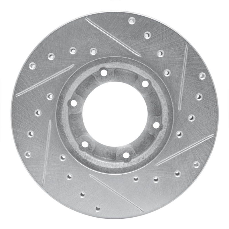 R1 87-88 Toyota Pickup Front Left Drilled & Slotted Silver Brake Rotor-Brake Rotors - Slot & Drilled-Grocery Getter Performance