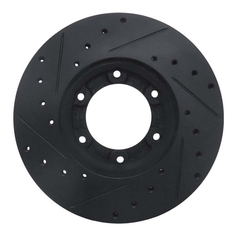 R1 87-88 Toyota Pickup Front Right Drilled & Slotted Black Brake Rotor-Brake Rotors - Slot & Drilled-Grocery Getter Performance