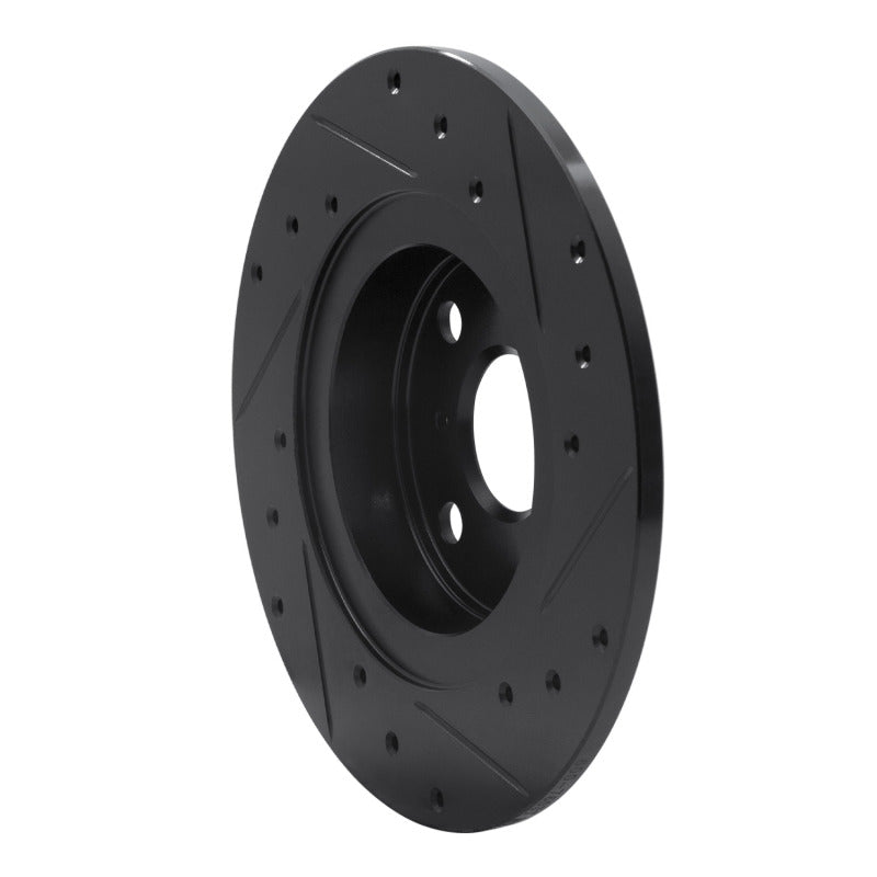 R1 87-89 Toyota MR2 Rear Left Drilled & Slotted Black Brake Rotor-Brake Rotors - Slot & Drilled-Grocery Getter Performance