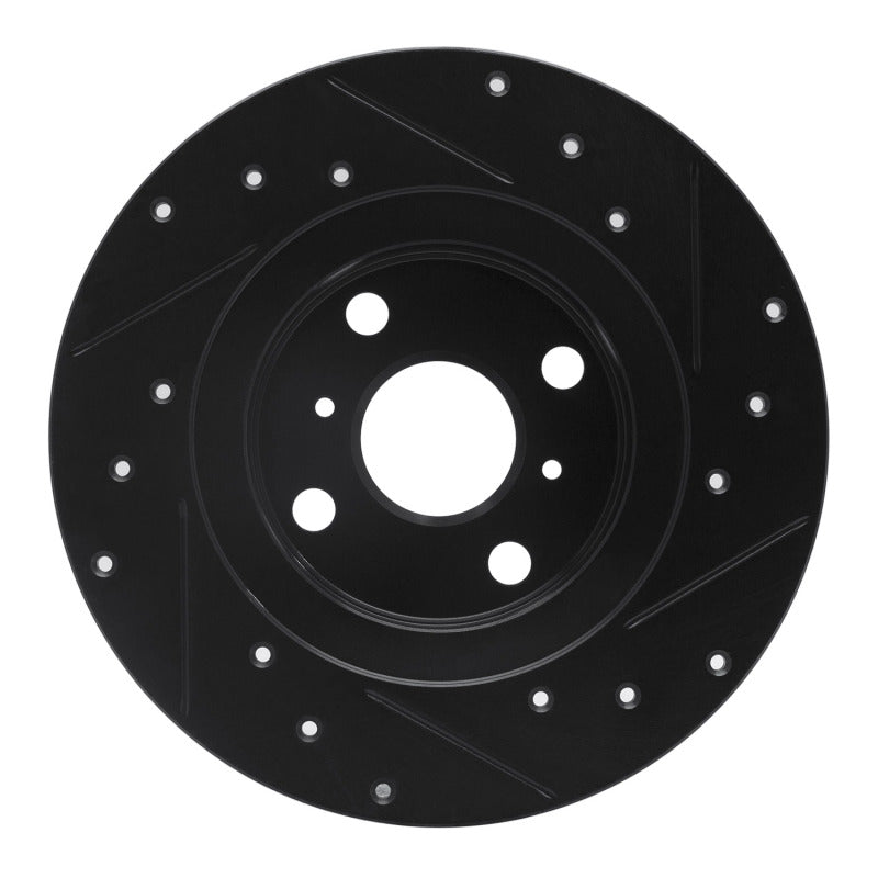 R1 87-89 Toyota MR2 Rear Left Drilled & Slotted Black Brake Rotor-Brake Rotors - Slot & Drilled-Grocery Getter Performance