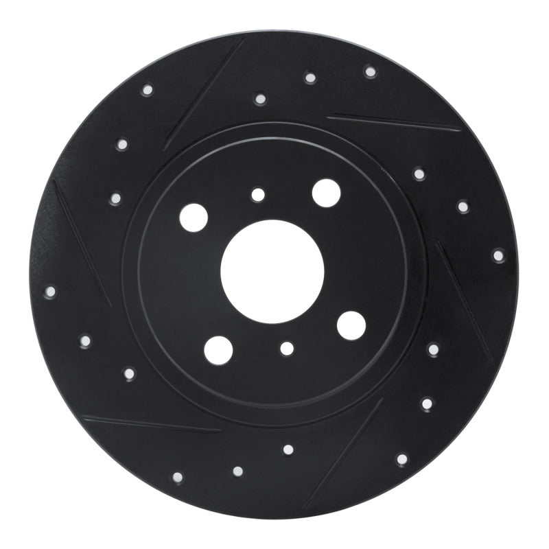 R1 87-89 Toyota MR2 Rear Left Drilled & Slotted Black Brake Rotor-Brake Rotors - Slot & Drilled-Grocery Getter Performance