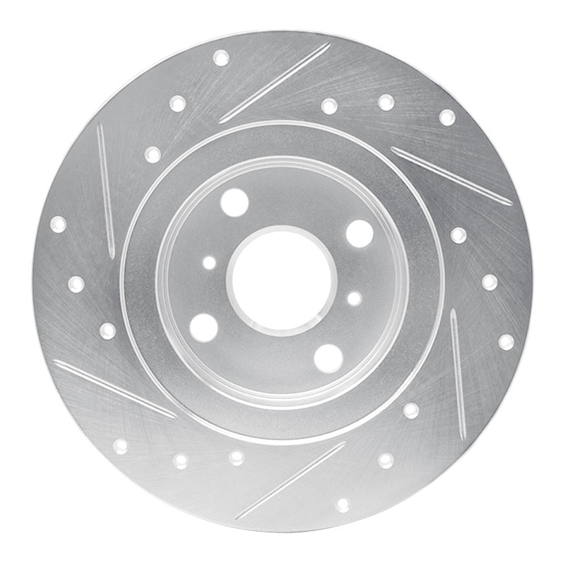 R1 87-89 Toyota MR2 Rear Right Drilled & Slotted Silver Brake Rotor-Brake Rotors - Slot & Drilled-Grocery Getter Performance