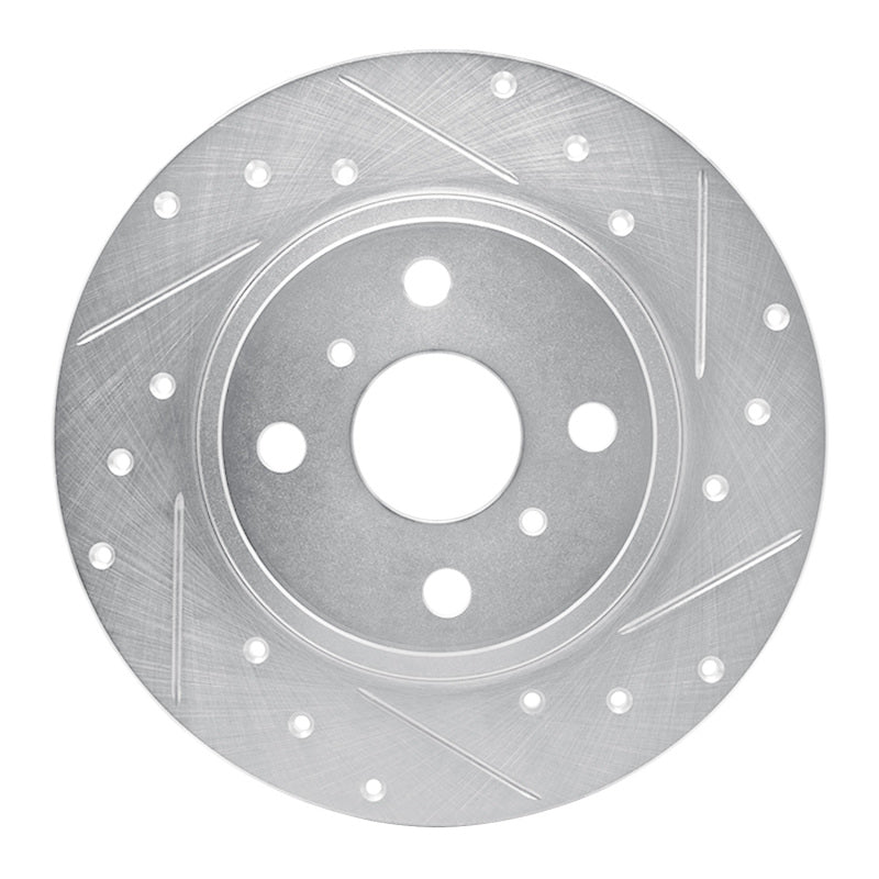 R1 87-89 Toyota MR2 Rear Right Drilled & Slotted Silver Brake Rotor-Brake Rotors - Slot & Drilled-Grocery Getter Performance