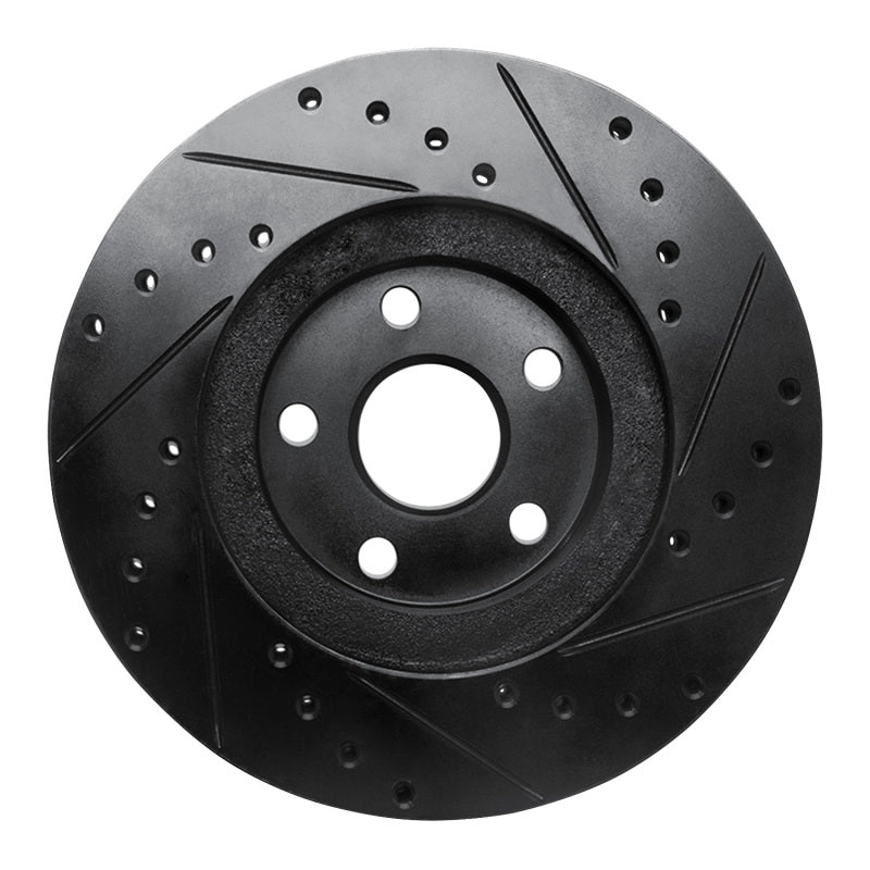 R1 87-91 Lexus ES250 Front Left Drilled & Slotted Black Brake Rotor-Brake Rotors - Slot & Drilled-Grocery Getter Performance