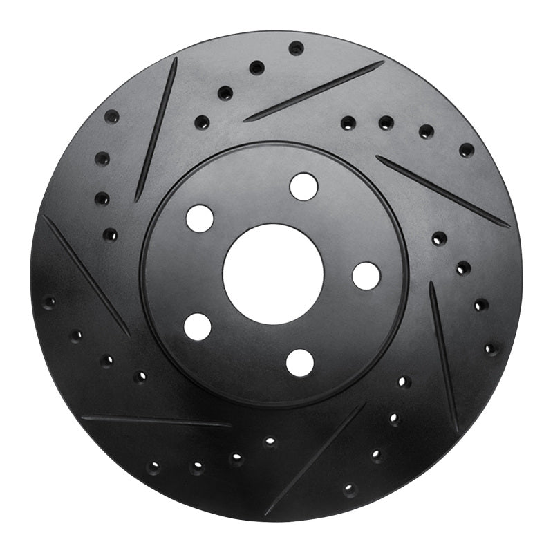 R1 87-91 Lexus ES250 Front Left Drilled & Slotted Black Brake Rotor-Brake Rotors - Slot & Drilled-Grocery Getter Performance