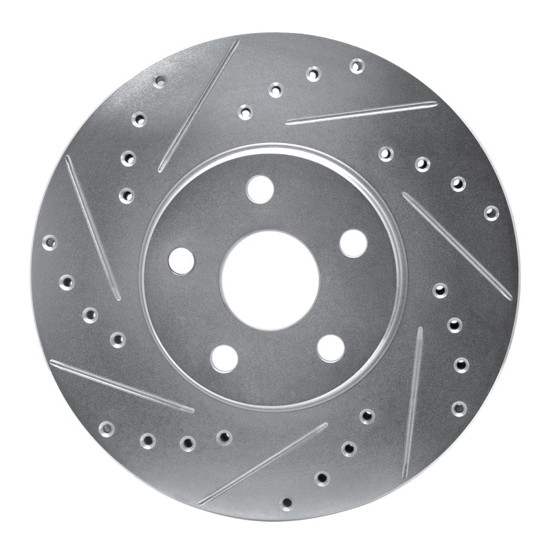 R1 87-91 Lexus ES250 Front Left Drilled & Slotted Silver Brake Rotor-Brake Rotors - Slot & Drilled-Grocery Getter Performance