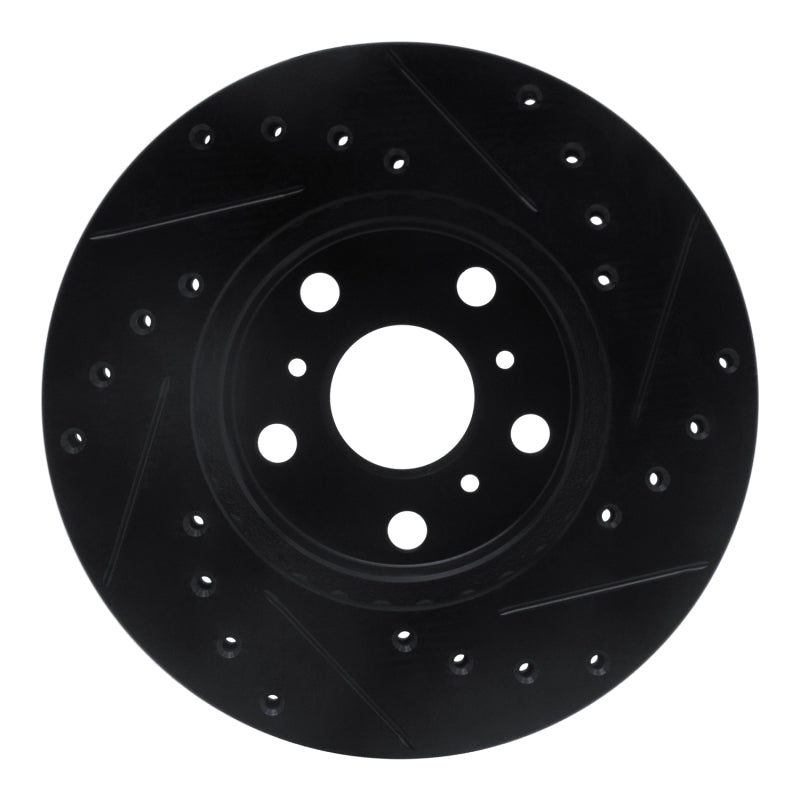 R1 87-91 Toyota Camry Front Left Drilled & Slotted Black Brake Rotor-Brake Rotors - Slot & Drilled-Grocery Getter Performance