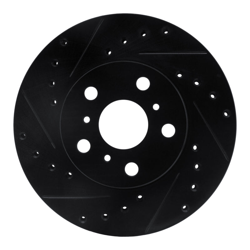 R1 87-91 Toyota Camry Front Left Drilled & Slotted Black Brake Rotor-Brake Rotors - Slot & Drilled-Grocery Getter Performance