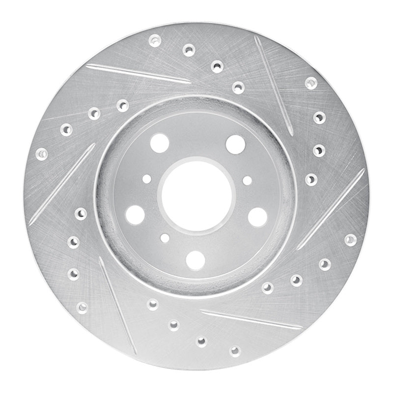 R1 87-91 Toyota Camry Front Left Drilled & Slotted Silver Brake Rotor-Brake Rotors - Slot & Drilled-Grocery Getter Performance