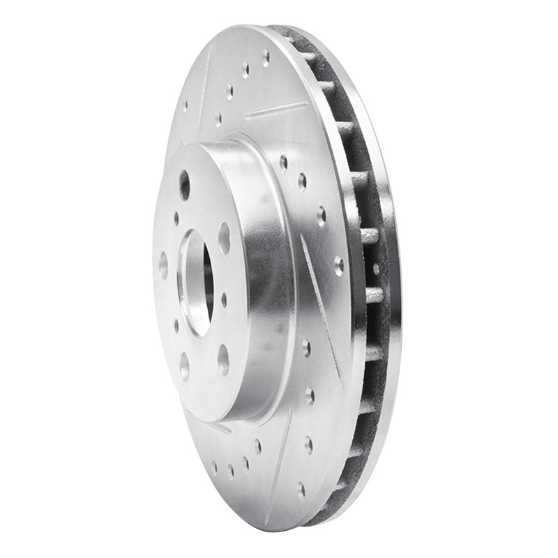 R1 87-91 Toyota Camry Front Left Drilled & Slotted Silver Brake Rotor-Brake Rotors - Slot & Drilled-Grocery Getter Performance