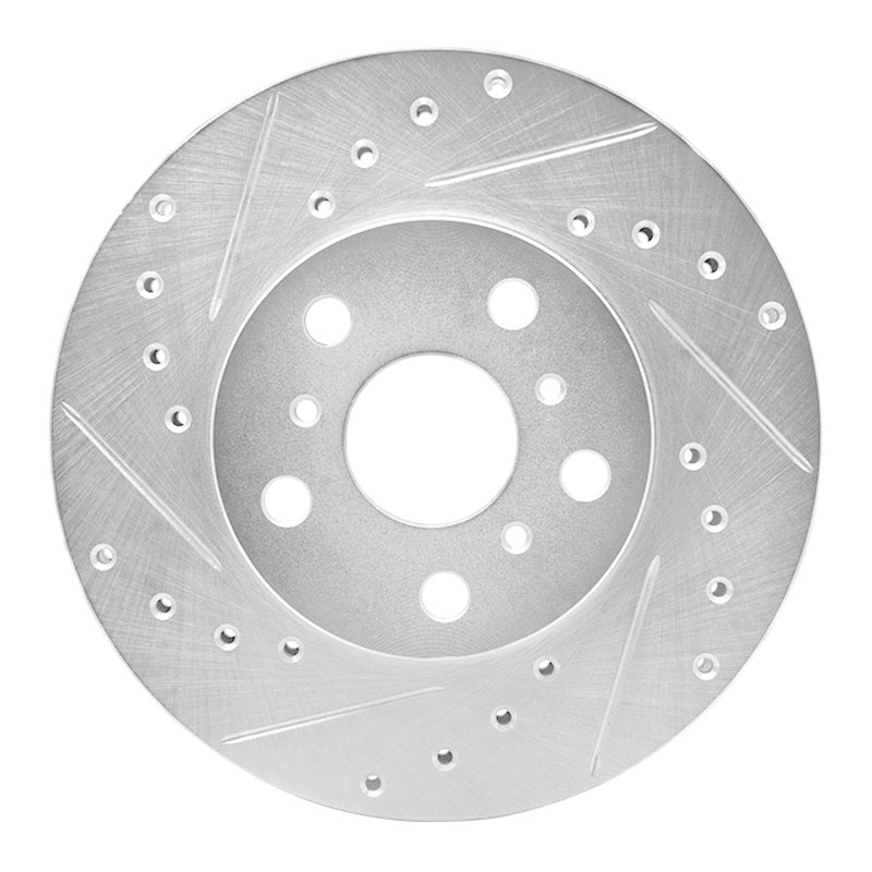 R1 87-91 Toyota Camry Front Left Drilled & Slotted Silver Brake Rotor-Brake Rotors - Slot & Drilled-Grocery Getter Performance