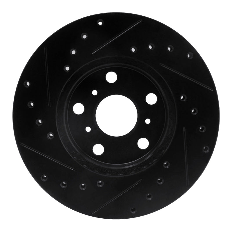 R1 87-91 Toyota Camry Front Right Drilled & Slotted Black Brake Rotor-Brake Rotors - Slot & Drilled-Grocery Getter Performance