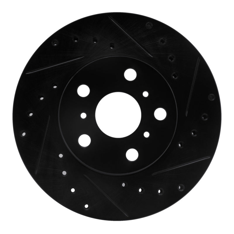 R1 87-91 Toyota Camry Front Right Drilled & Slotted Black Brake Rotor-Brake Rotors - Slot & Drilled-Grocery Getter Performance