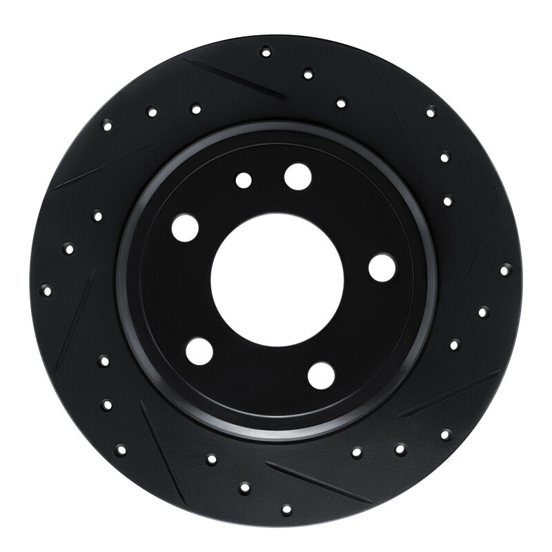 R1 87-92 BMW 735I Rear Right Drilled & Slotted Black Brake Rotor-Brake Rotors - Slot & Drilled-Grocery Getter Performance