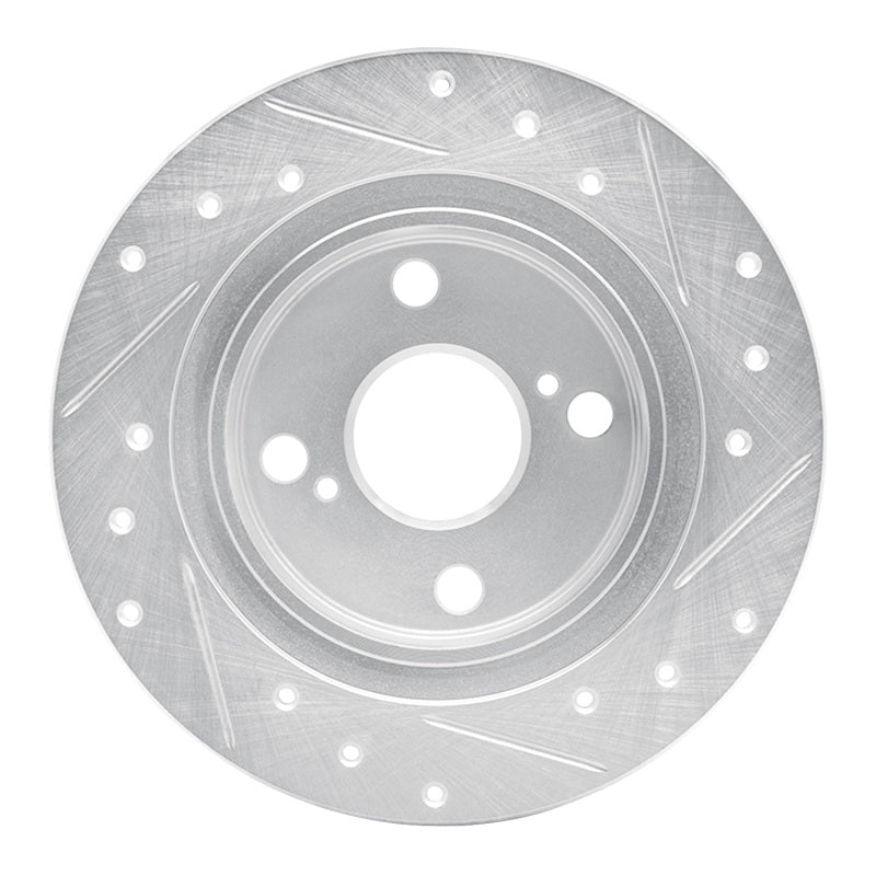 R1 87-92 Chevrolet Nova Rear Left Drilled & Slotted Silver Brake Rotor-Brake Rotors - Slot & Drilled-Grocery Getter Performance