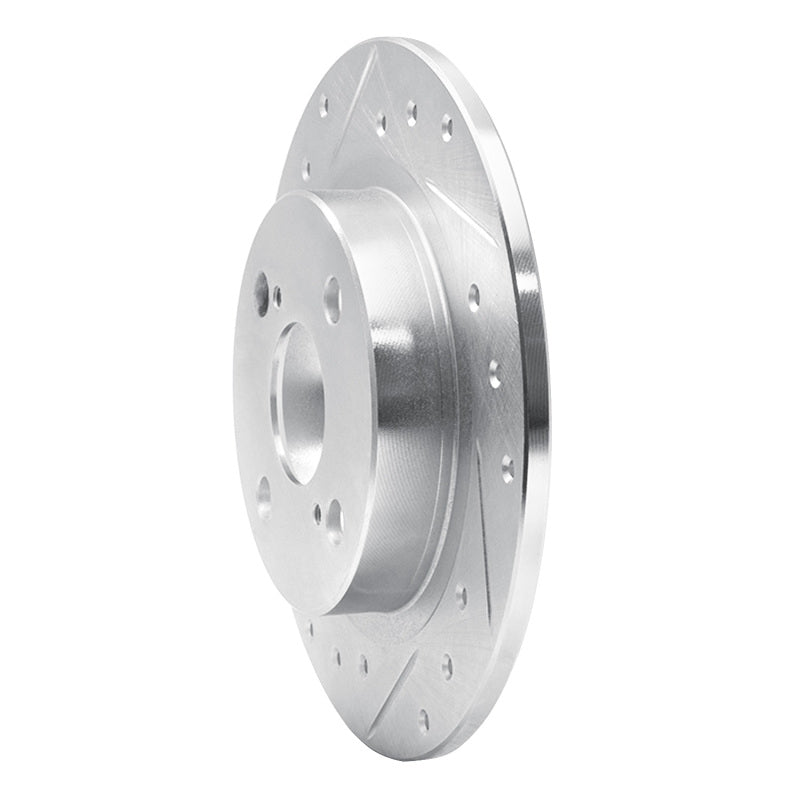 R1 87-92 Chevrolet Nova Rear Left Drilled & Slotted Silver Brake Rotor-Brake Rotors - Slot & Drilled-Grocery Getter Performance