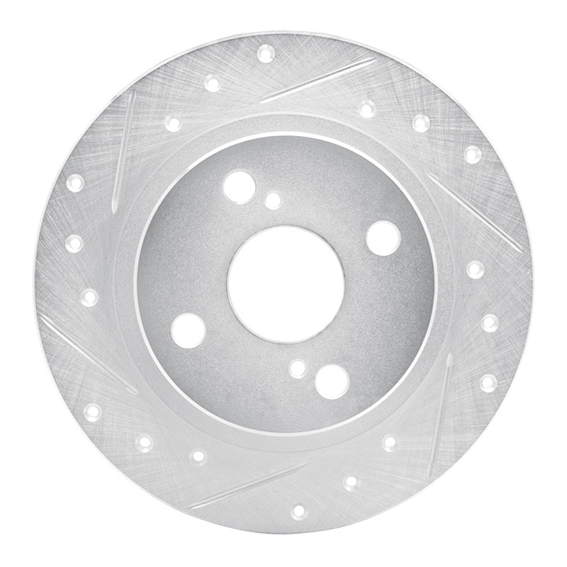R1 87-92 Chevrolet Nova Rear Left Drilled & Slotted Silver Brake Rotor-Brake Rotors - Slot & Drilled-Grocery Getter Performance