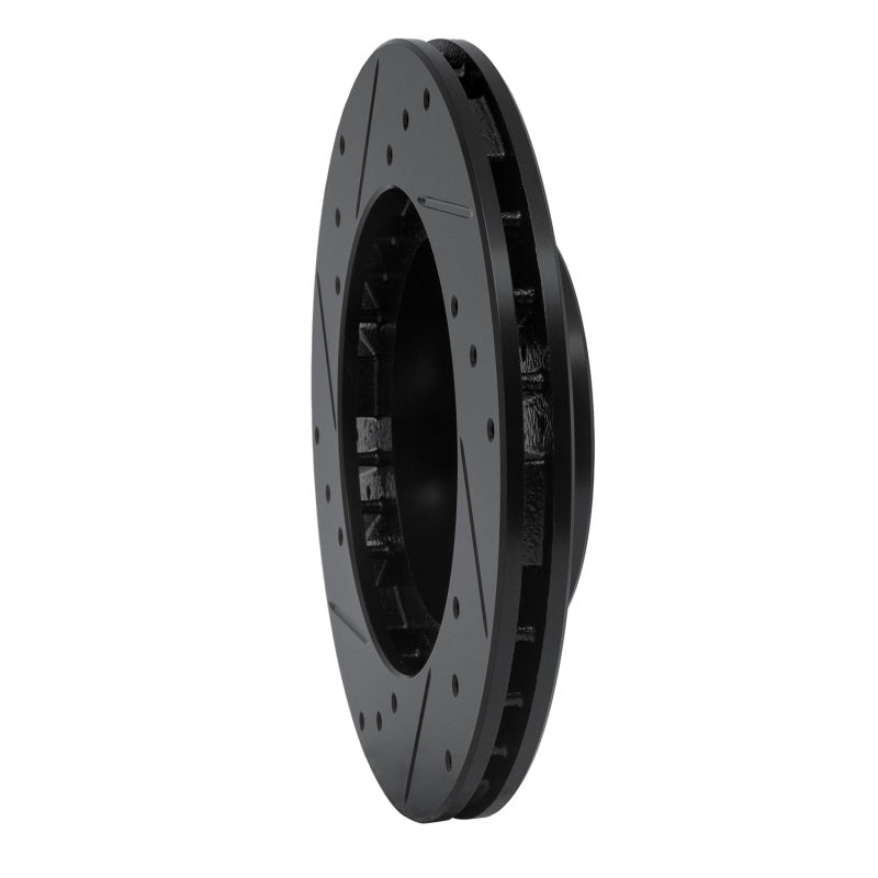 R1 87-92 Geo Prizm Front Right Drilled & Slotted Black Brake Rotor-Brake Rotors - Slot & Drilled-Grocery Getter Performance