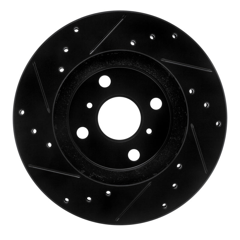 R1 87-92 Geo Prizm Front Right Drilled & Slotted Black Brake Rotor-Brake Rotors - Slot & Drilled-Grocery Getter Performance