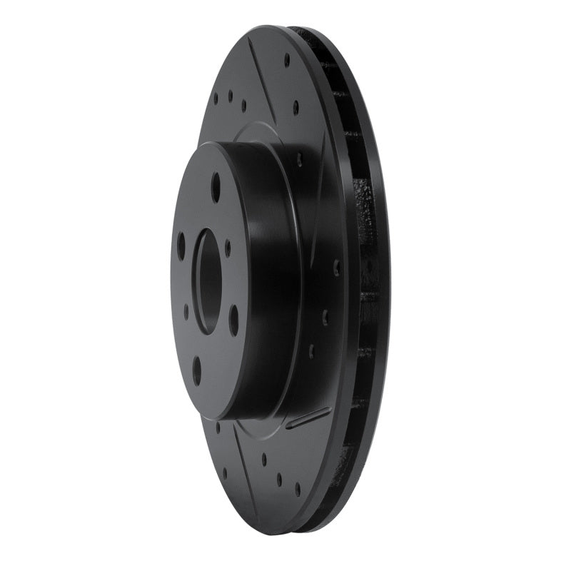 R1 87-92 Geo Prizm Front Right Drilled & Slotted Black Brake Rotor-Brake Rotors - Slot & Drilled-Grocery Getter Performance