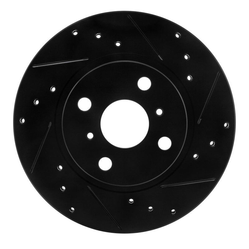 R1 87-92 Geo Prizm Front Right Drilled & Slotted Black Brake Rotor-Brake Rotors - Slot & Drilled-Grocery Getter Performance