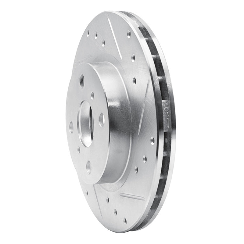 R1 87-92 Geo Prizm Front Right Drilled & Slotted Silver Brake Rotor-Brake Rotors - Slot & Drilled-Grocery Getter Performance