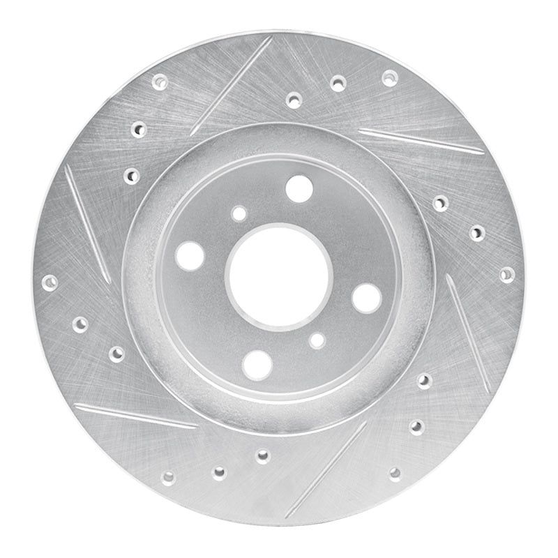 R1 87-92 Geo Prizm Front Right Drilled & Slotted Silver Brake Rotor-Brake Rotors - Slot & Drilled-Grocery Getter Performance