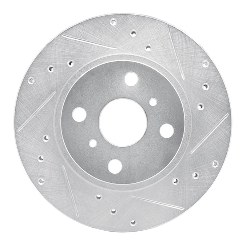 R1 87-92 Geo Prizm Front Right Drilled & Slotted Silver Brake Rotor-Brake Rotors - Slot & Drilled-Grocery Getter Performance