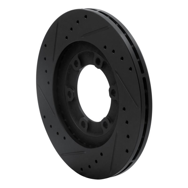 R1 87-93 Mazda B2200 Front Right Drilled & Slotted Black Brake Rotor-Brake Rotors - Slot & Drilled-Grocery Getter Performance
