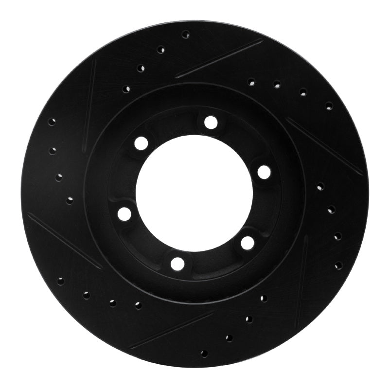 R1 87-93 Mazda B2200 Front Right Drilled & Slotted Black Brake Rotor-Brake Rotors - Slot & Drilled-Grocery Getter Performance
