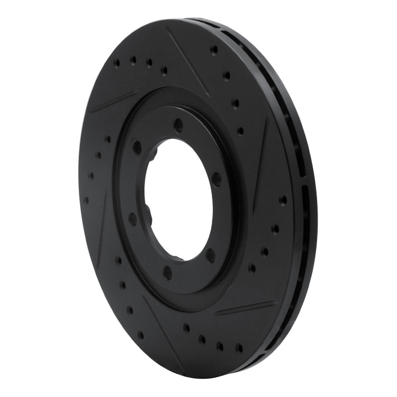 R1 87-93 Mazda B2200 Front Right Drilled & Slotted Black Brake Rotor-Brake Rotors - Slot & Drilled-Grocery Getter Performance