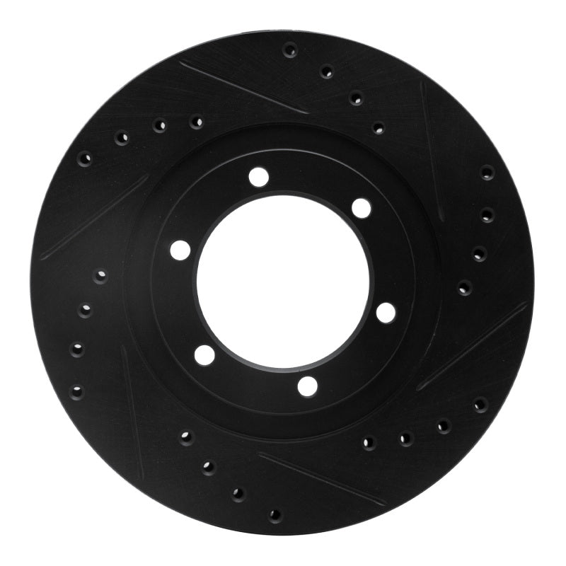 R1 87-93 Mazda B2200 Front Right Drilled & Slotted Black Brake Rotor-Brake Rotors - Slot & Drilled-Grocery Getter Performance